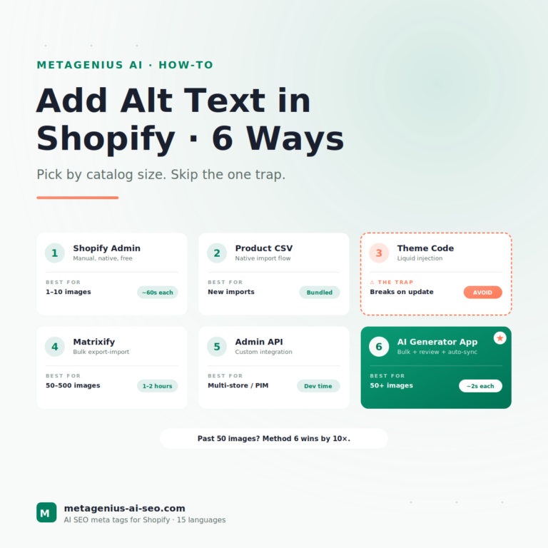 How to Add Alt Text in Shopify: All 6 Methods (And Which to Use When)