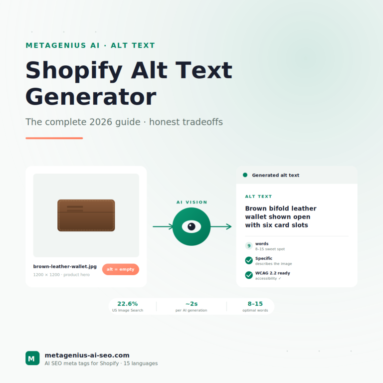 Shopify Alt Text Generator: The Complete 2026 Guide (With Honest Tradeoffs)